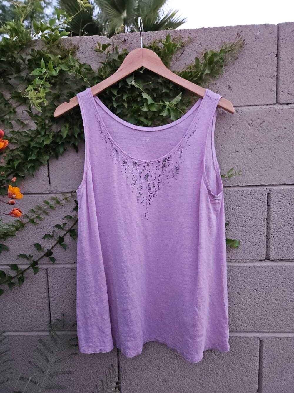 Eileen Fisher Beaded Linen Tank